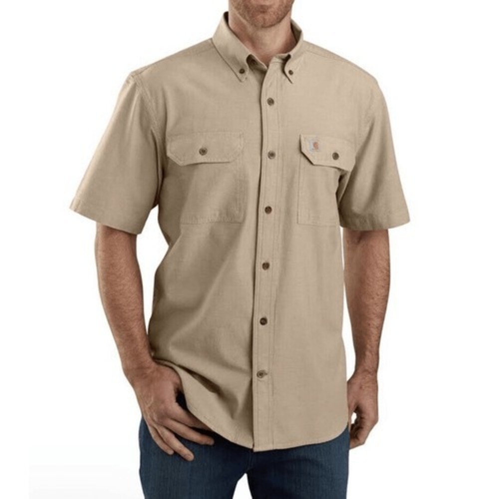 Carhartt Men's XL Relax Fit Midweight Chambray Short Sleeve Shirt Button Down
